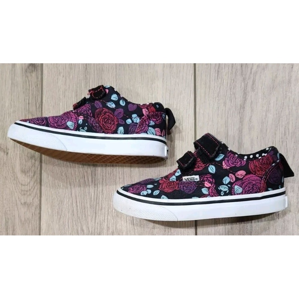 Vans Off The Wall Floral Roses Girls Toddler Size 7 Pink Purple‎ - Picture 4 of 8